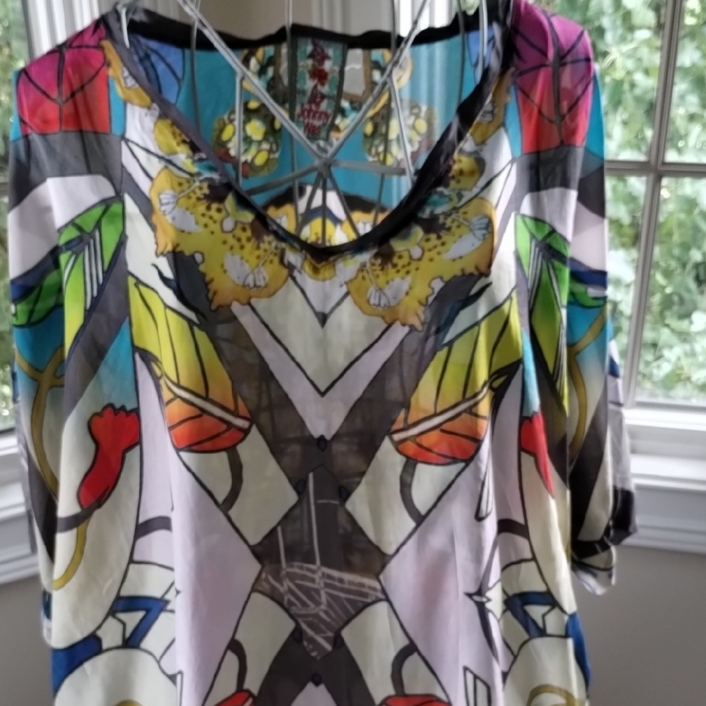 Johnny Was Blue and Yellow Patterned Tunic - Picture 3 of 14